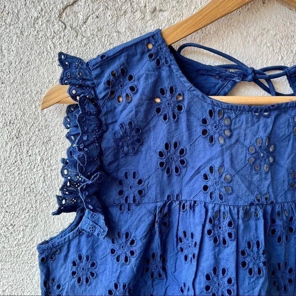 Isa & Ella Navy Blue Cutout Tie Back Top Large - Picture 2 of 5